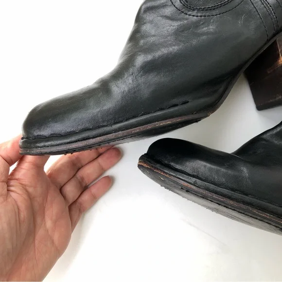 Frye Tall Boots Over the Knee Black Leather Western Block Heel Size 11 M Cowboy - Picture 7 of 16